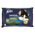 Felix Fantastic Sélection de Légumes en Gélatine pour Chats – 4x85g | Tendres Morceaux de Viande avec Légumes, Aliment Complet Riche en Nutriments Essentiels