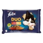 Felix Duo Festin de Saveurs en Gélatine pour Chats – 4x85g | Double Saveur Gourmande, Aliment Complet en Gelée, Riche en Oméga-6 et Nutriments Essentiels