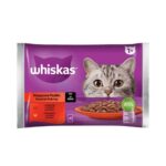 Whiskas pouchon pour Chat Adulte – Viande de bœuf et Poulet– 4 x 85 g