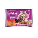 WHISKAS Junior – Alimentation humide en sauce pour chatons – Bœuf et poulet – 4 x 85 g